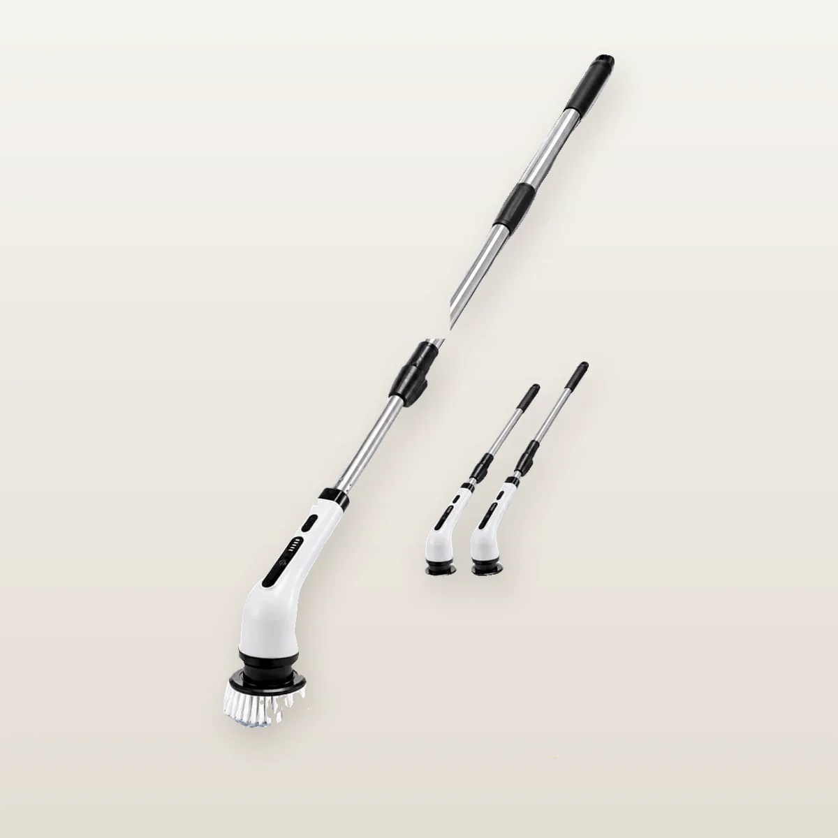 Cordless electric spin scrubber with extendable handle