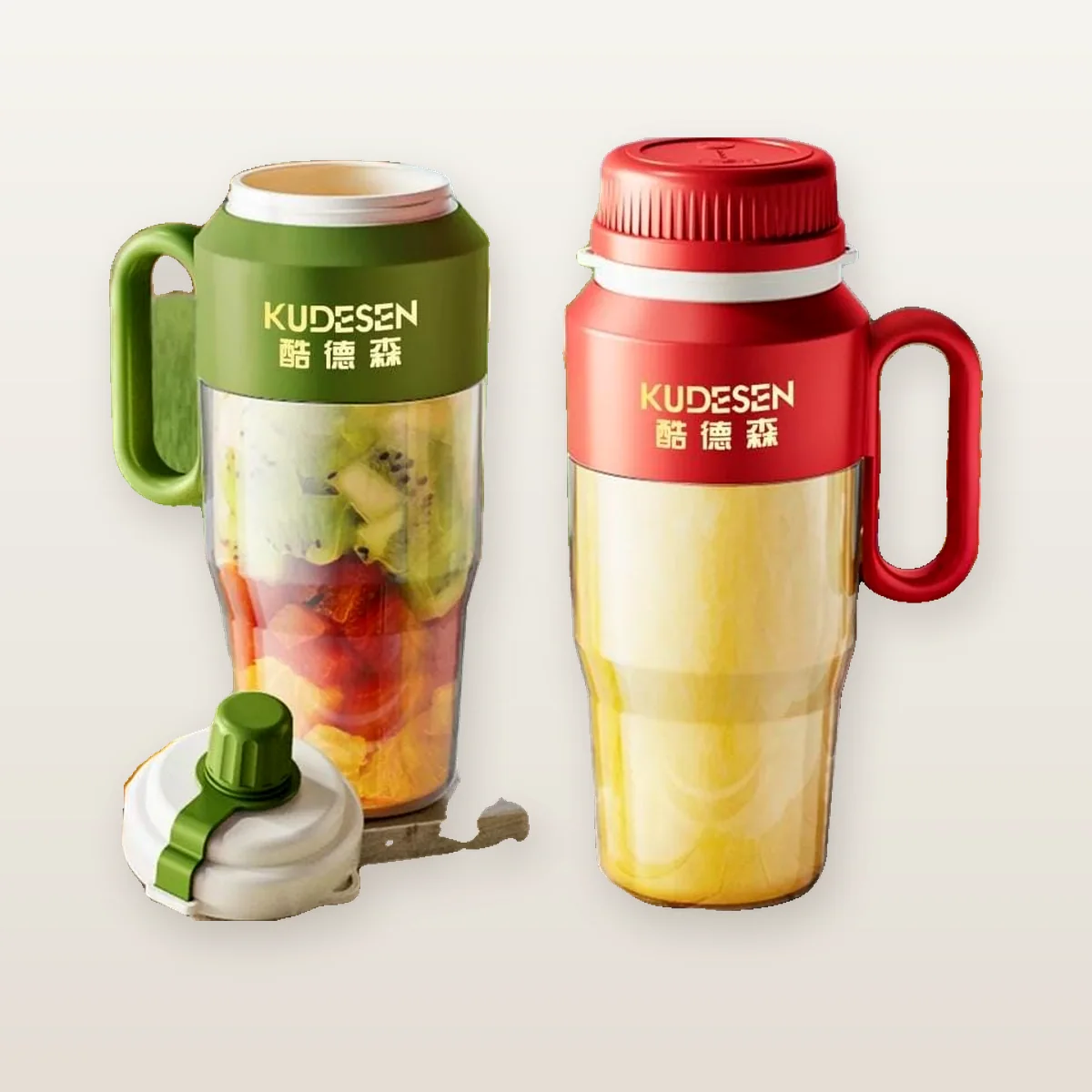 Kudesen portable juicers in green and red