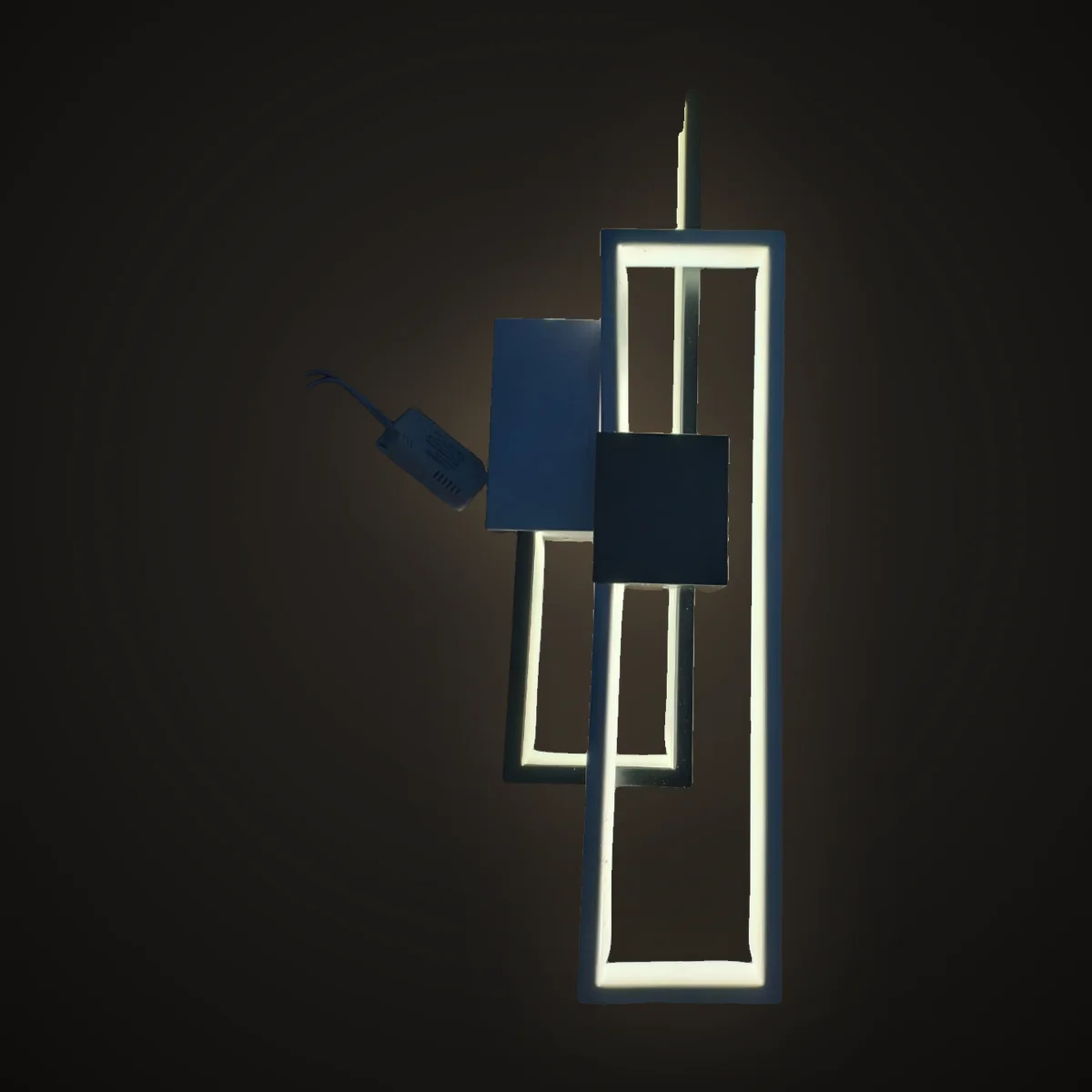 Offset frame LED wall light glowing