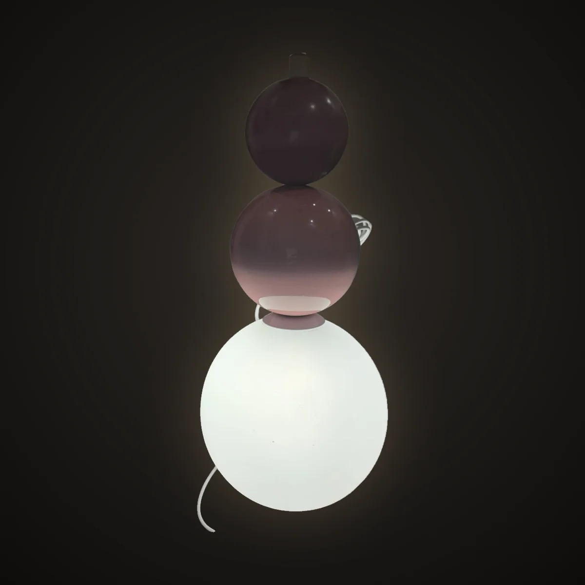 Tri-sphere glass pendant with a glowing opal globe